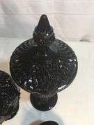 3 PCs. Black Diamond Point Tiara Indiana Glass