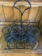 Vibrant Flower Serving Tray & A Black Metal Napkin, Flatware & Plate Holder