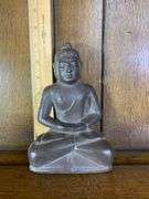 Chinese Mud Warrior Figurine, Budda Figurine, 3 Cloisonné Shakers & Two Salt Seller