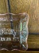 Pink Tiara Glass Bread Dish, Pink & Blue Butter Dishes & a Blue Heart Dish