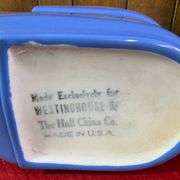 Rare Vintage Hall China Co. Blue Pitcher Made Exclusively For Westinghouse