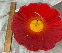 Vibrant Flower Serving Tray & A Black Metal Napkin, Flatware & Plate Holder