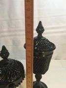 3 PCs. Black Diamond Point Tiara Indiana Glass