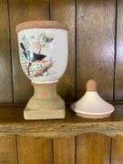 Two Resin Rabbit Figurines, Two Metal Leaf Candle Holder & Glazed Ginger Jar