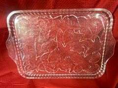 Clear Tiara Glass Sheet Cake Plate, Gold Wired Tree & 12 Vintage Fragrances