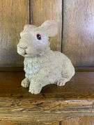 Two Resin Rabbit Figurines, Two Metal Leaf Candle Holder & Glazed Ginger Jar