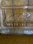 Pink Tiara Glass Bread Dish, Pink & Blue Butter Dishes & a Blue Heart Dish