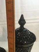 3 PCs. Black Diamond Point Tiara Indiana Glass