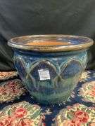 Two Large Blue Glazed Planter 15”