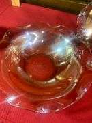 Vintage 1950s Jeanette Marigold Carnival Glass Deer Fawn Vanity Trinket Dish & Two Marigold Bowls