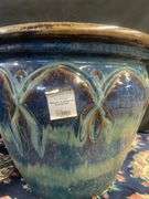 Two Large Blue Glazed Planter 15”