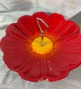 Vibrant Flower Serving Tray & A Black Metal Napkin, Flatware & Plate Holder