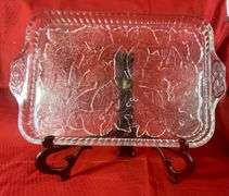 Clear Tiara Glass Sheet Cake Plate, Gold Wired Tree & 12 Vintage Fragrances