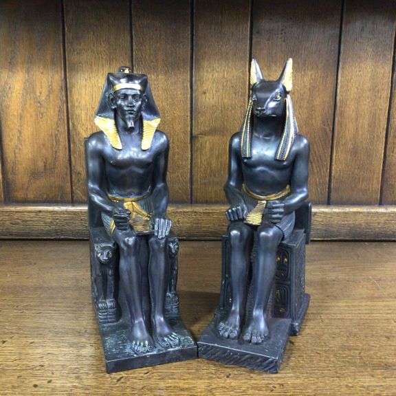 Two  Heavy Egyptian Gods, Anubis & Geb Bookends