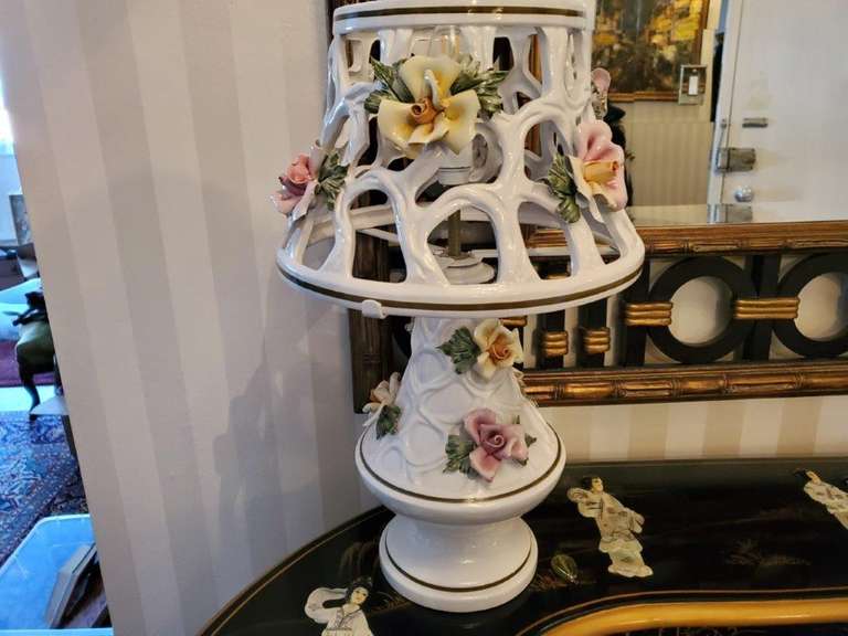 Porcelain Lamp by Capodimonte Made in Italy - 1 of 2 (Signed by M. Moretto)