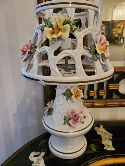 Porcelain Lamp by Capodimonte Made in Italy - 2 of 2 (Signed by M. Moretto)