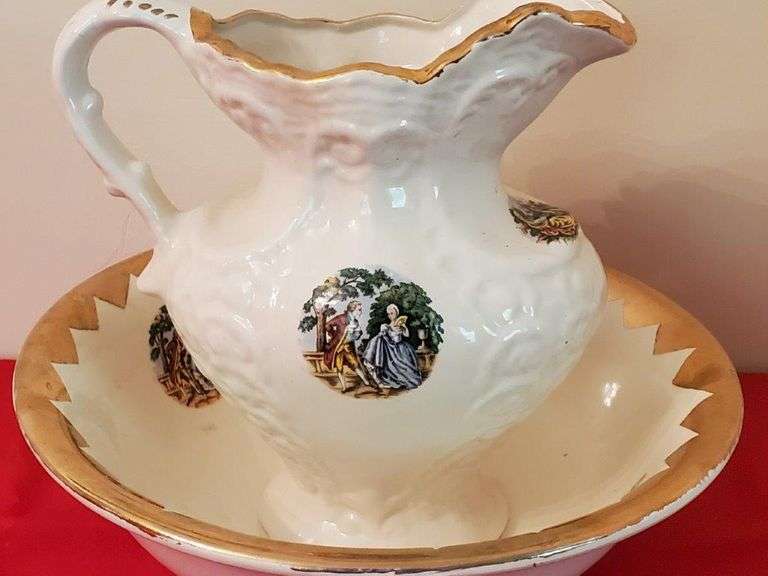 1868 George and Martha Washington Water Pitcher and Basin