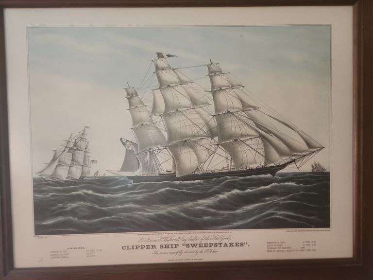 Clipper Ship "Sweepstakes" Framed Print - 27"x21"
