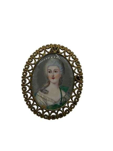 Antique Hand painted Miniature Portrait of English Lady