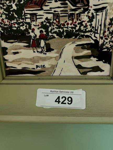 Duze signed painted tiles