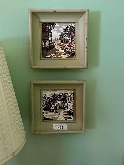 Duze signed painted tiles