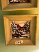 Duze signed hand painted tiles framed