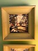 Duze signed hand painted tiles framed