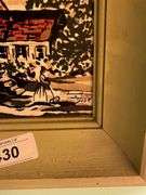 Duze signed hand painted tiles framed