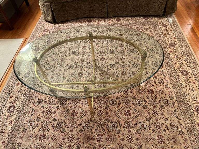 Brass and glass coffee table