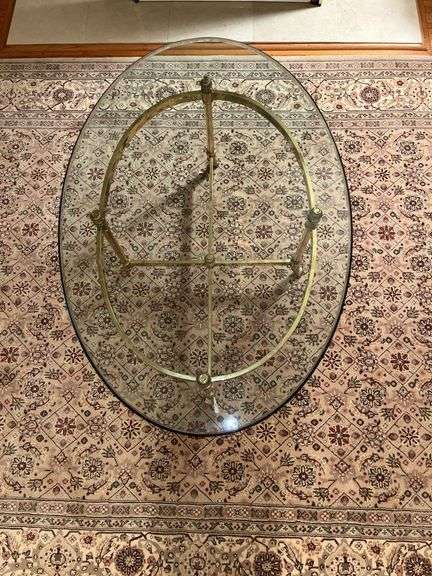 Brass and glass coffee table