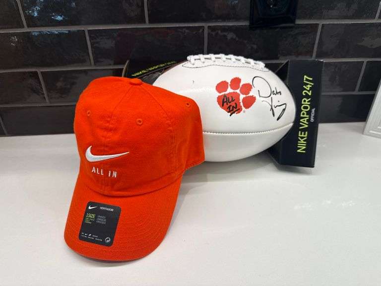 Dabo Swinney signed football and Hat