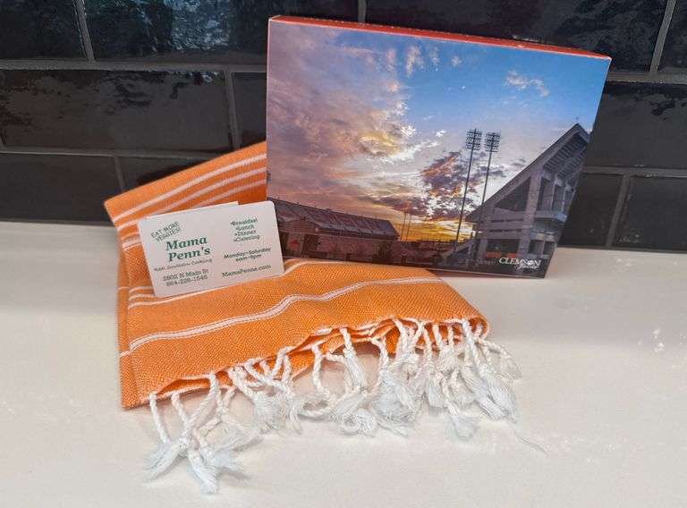 Clemson Puzzle, towel and Mama Penns
