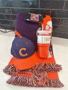 Stanley Cup and Clemson blanket and hat