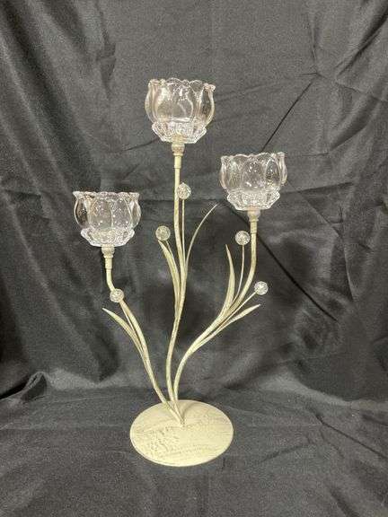 Glass and metal candle holder