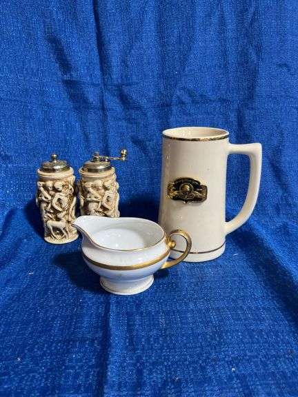 MGM mug, salt and pepper shakers, creamer