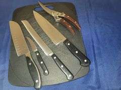 Knives and cutting board.