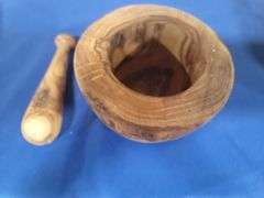 Wooden morter and pestle