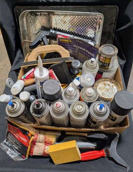 Assorted Spray Paint and Home Repair Supplies