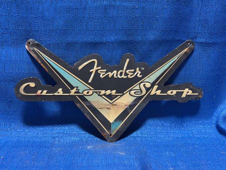 Fender Custom Shop branded metal sign