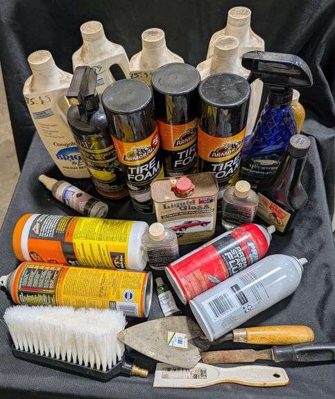 Auto Detailing & Car Care Product Lot with Cleaning Tools