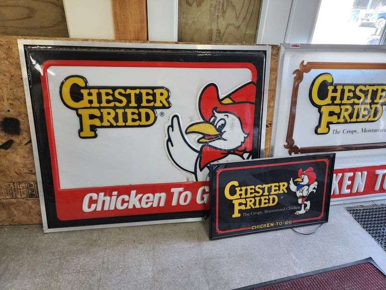 アメリカン看板 CHESTER FRIED Chicken To Goライト看板 3) Chester Fried Chicken Signs – 5' x 4', 5' x 4', 3' x 21