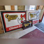 3) Chester Fried Chicken Signs – 5' x 4', 5' x 4', 3' x 21