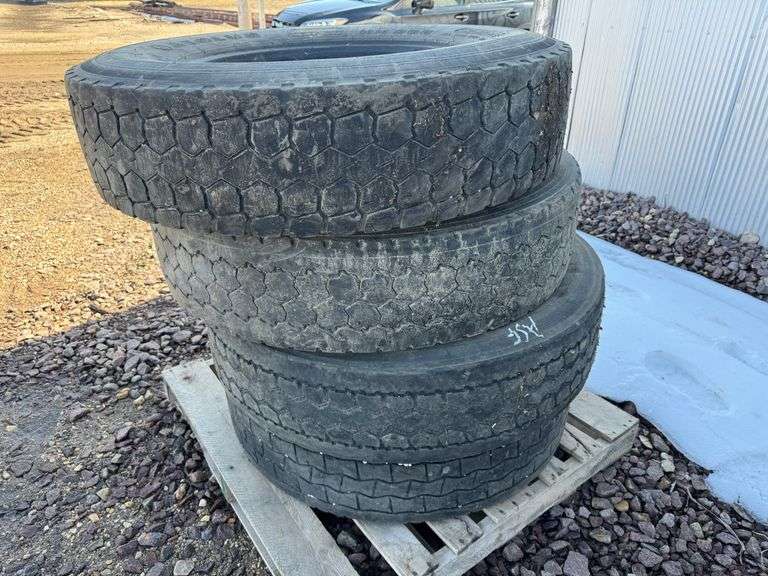 (4) 11R22.5 Used Tires. Buying All for One Money. Fragodt Auction and