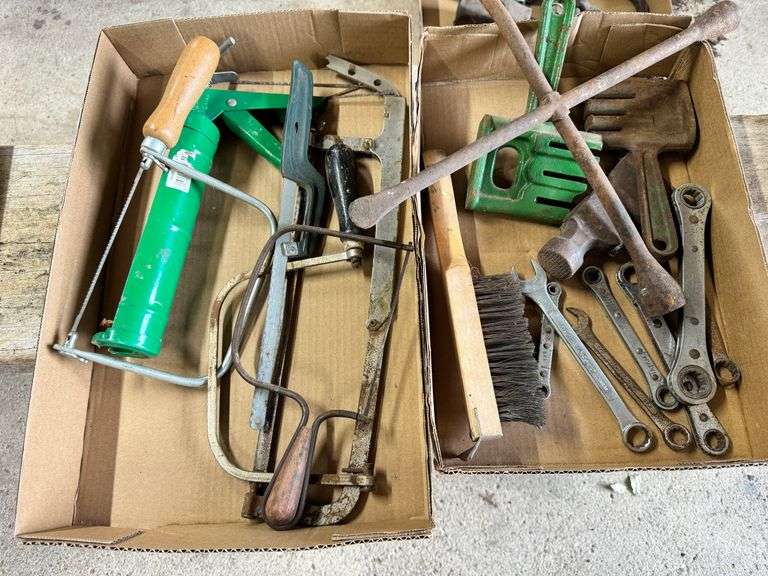 2 Boxes, Saws, Caulding Gun, Wrenches