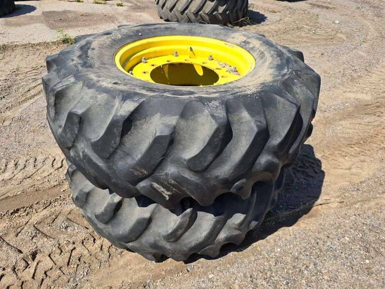 (2) 18.4-26 Goodyear Tire son 12 Bolt Yellow John Deere Rims