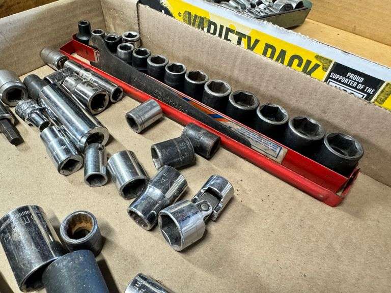 3/8" Drive Sockets and Misc Sockets, Metric and SAE, 2 Boxes