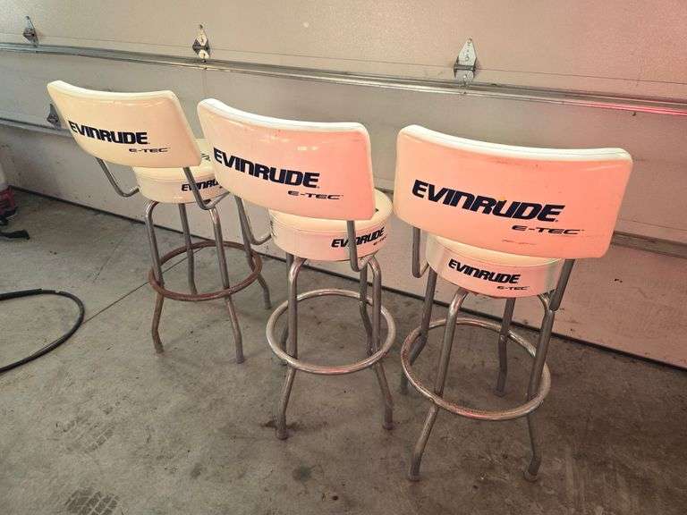 (3) Evinrude Bar Stools with Back Rests