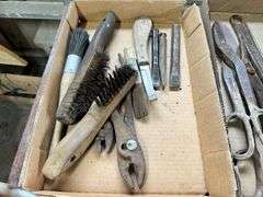 3 Boxes, Shears, Wire Brushes, Wrenches, Sockets