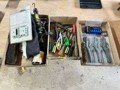 3 Boxes, Wire Brushes, Pliers, Thermostate
