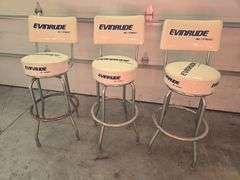 (3) Evinrude Bar Stools with Back Rests